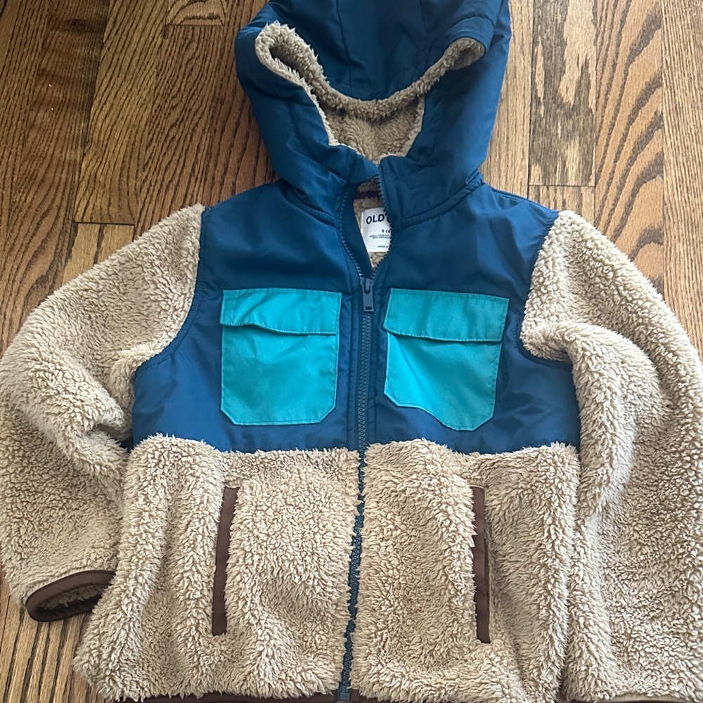 Old Navy Blue and Tan Sherpa Jacket